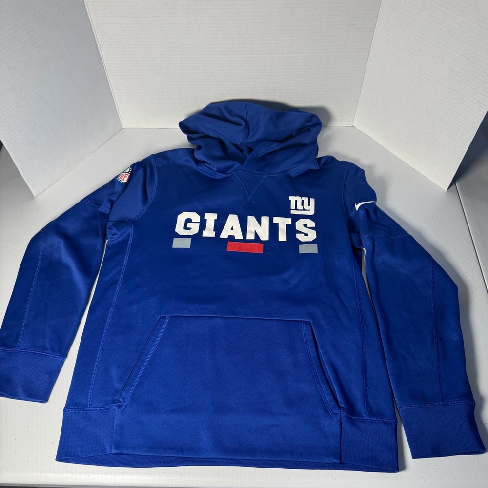 New York Giants Sweatshirt Youth 14-16 Blue Nike Therma Fit Hoodie NFL Football